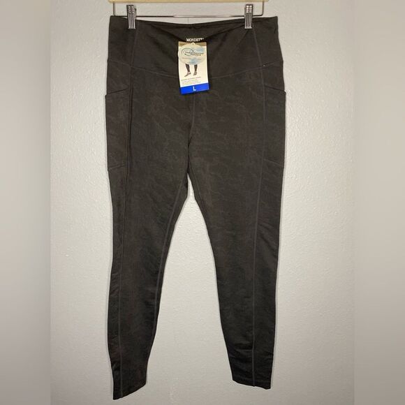 NWT New Mondetta Textured Black Camo Pattern Leggings with Pockets Size Large - Picture 1 of 11